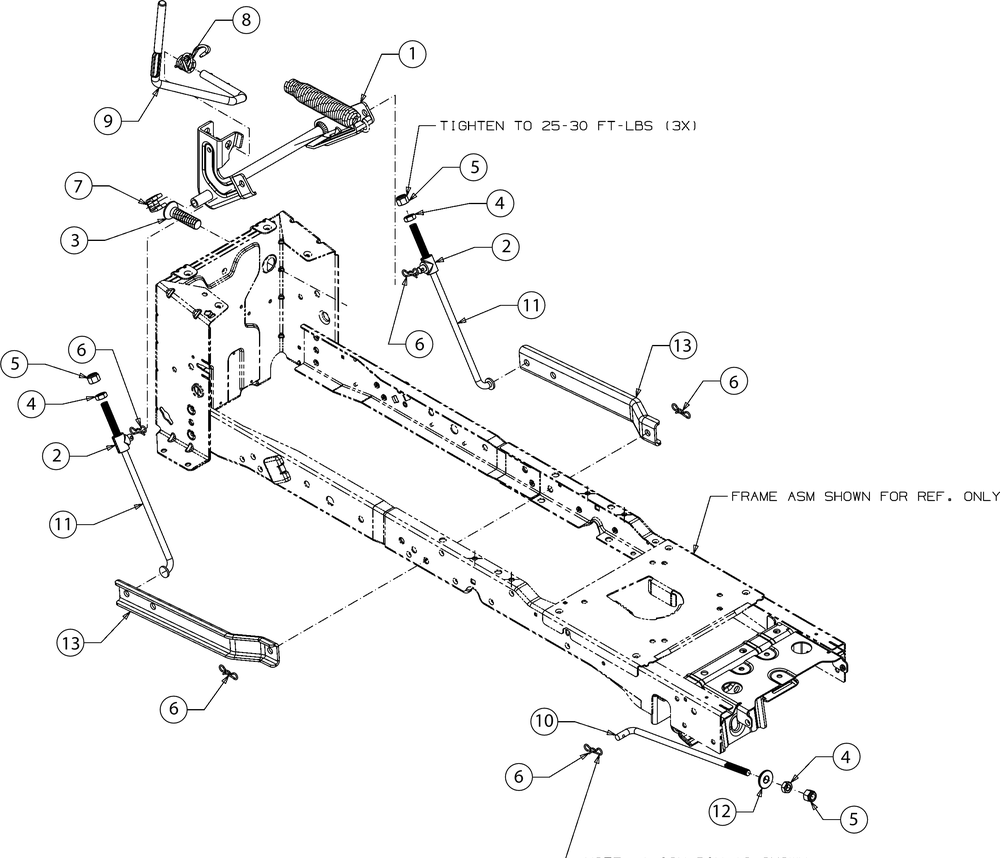 Deck Lift Diagram and Parts List for XT2-LX46KH (13YQA1CT010)(2016) Cub Cadet Lawn Tractor